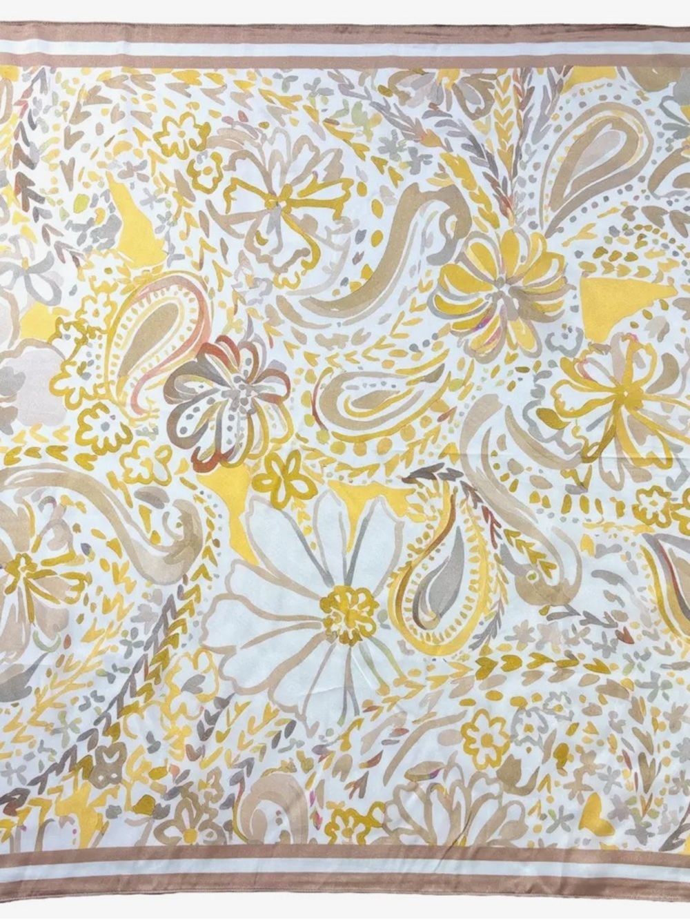 Floral Paisley Square Scarf in Yellow and Cream - Picture 4 of 4